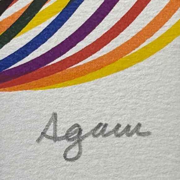 Yaacov Agam Lim Ed Signed Serigraph Print #d rainbow swirls line work multicolor - Picture 9 of 9